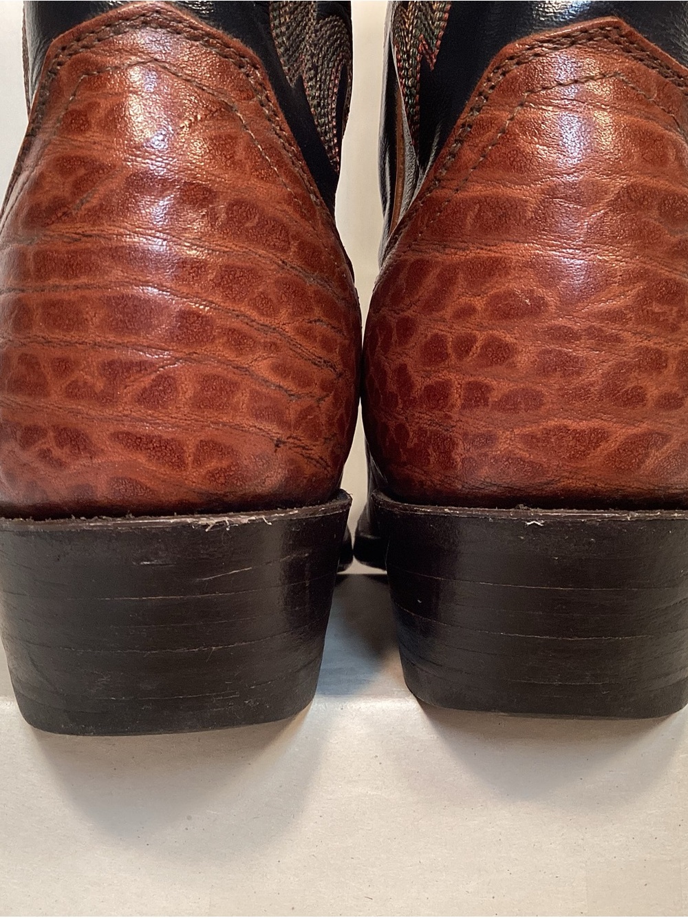 Vintage Justin Boots Exotic Navy Blue and Brown Men's Western Boots Style 2271 - Picture 11 of 16